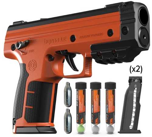 Byrna Technologies LE Kinetic Launcher Kit .68 with (2) 5 Rounds Magnums, Orange with Black Rubber Grips