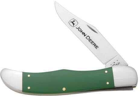 WR Case & Sons Cutlery John Deere Hunter Folding Knife 4" Clip Point Stainless Steel Blade Green Synthetic Handle with