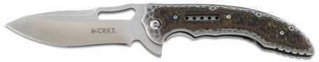 Columbia River CRKT Fossil Folding Knife 3.96" Plain Edge Drop Point Black EDP 8Cr12MoV Blade G10 Scales Duo-tone T