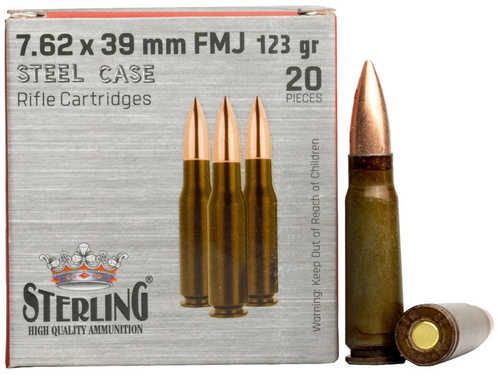 Global Ordnance Sterling Ammo Steel Case 7.62x39mm 123 Grain Full Metal Jacket 20 Rounds