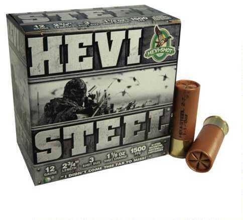 12 Gauge 25 Rounds Ammunition Hevi-Shot-Environ Metal 2 3/4" 1 1/16 oz Steel #3