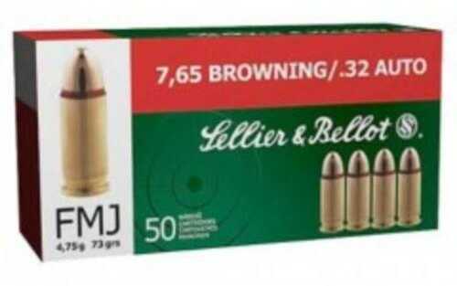 32 ACP 50 Rounds Ammunition Sellier & Bellot 73 Grain Full Metal Jacket