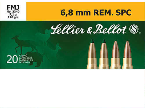 6.8mm <span style="font-weight:bolder; ">SPC</span> 20 Rounds Ammunition Sellier & Bellot 110 Grain Full Metal Jacket