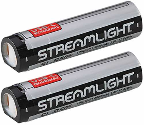 Streamlight Sl-b50 Usb-c Rechargeable Battery 2 Pack Black And Silver 22112