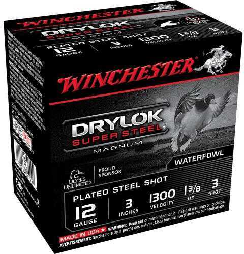12 Gauge 25 Rounds Ammunition Winchester 3" 1 3/8 oz Steel #3