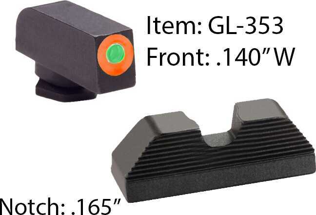 Ameriglo Glock UC Tritium Sights For 17 19 22 23 24 26 27 33 34 35 37 38 39 Orang