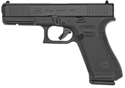 Glock 17 GEN 5 Semi-Auto Striker Fired Full Size Pistol 9mm 4.49" Barrel 3-17Rd Mags Front Serrations Fixed Sights Black Synthetic Finish