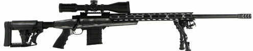 Howa HCR Rifle Bolt Action 6.5 Creedmoor 24" Heavy Barrel 10 Round Black/Aluminum Chassis American Flag Grayscale Cerakote Stock with Scope
