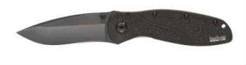 Kershaw Blur Folding Knife/Assisted 14C28N/Stone Washed Plain Drop Point Thumb Stud/Pocket Clip 3.375" Black Anodized Al