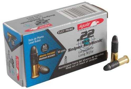 Aguila SSS Sniper Subsonic 22 Long Rifle 60 Grain Lead Round Nose Rimfire Ammunition, 50 Rounds Per Box Md:
