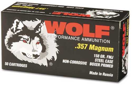 357 Magnum 50 Rounds Ammunition Wolf Performance Ammo 158 Grain Full Metal Case