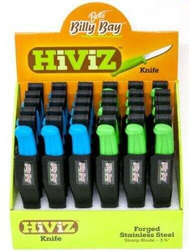 Click to see larger image. Bett's Tackle 30 pc Billy Bay Hi Viz 3.75" Knife Display