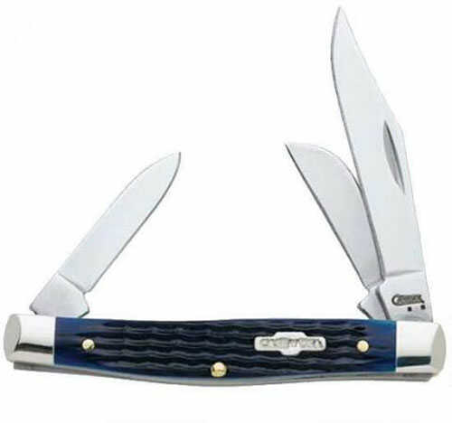 Case Cutlery Blue Medium Stockman Folding Knife Three Blades 3.25" Plain Edge Steel
