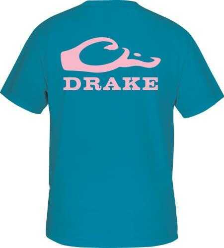 Drake Waterfowl Short Sleeve Head Logo T-Shirt Teal/Pink XL Md: DT1961-TPN-4