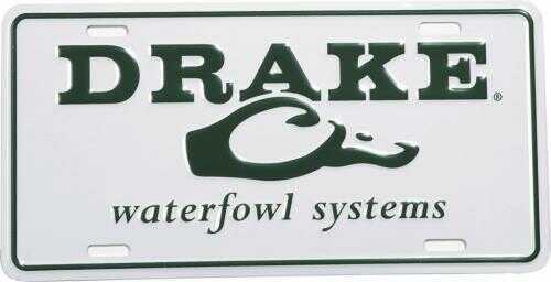 Drake Waterfowl Script Logo License Plate WHT