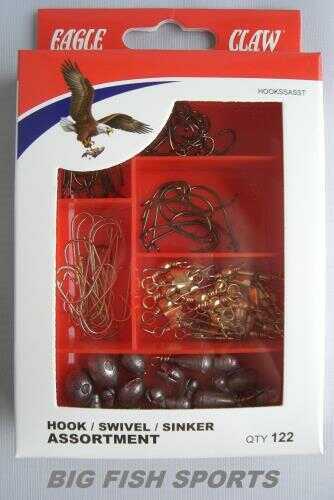 Eagle Claw Fishing Tackle Hook, Sinker, Swivel Asst 122piece