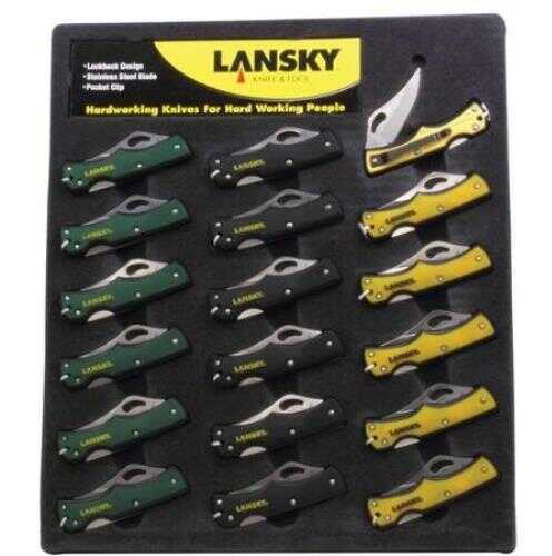 Lansky Sharpeners Small Lockback Pocket Knife Display Green Black & Yellow 18 Pieces Md: LKN045