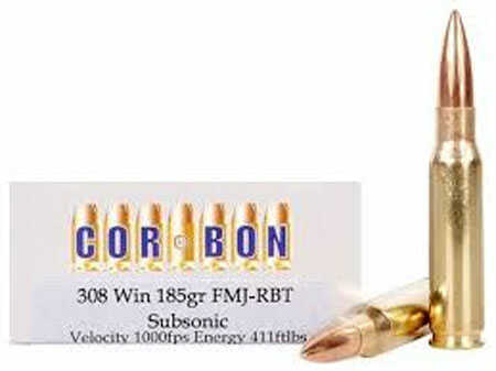 308 Winchester 20 Rounds Ammunition Corbon 185 Grain Full Metal Jacket