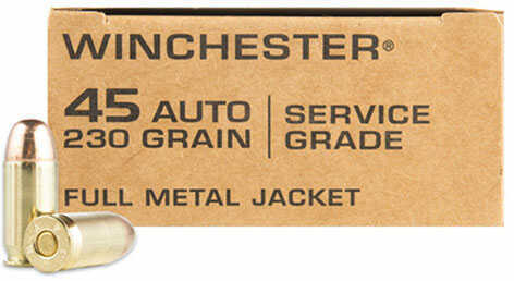 45 ACP 50 Rounds Ammunition Winchester 230 Grain Full Metal Jacket