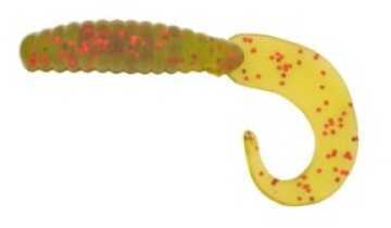 H&H Lure H&H Salty Grub Curl Tail 4in 10pk Avocado/Red Glitter Md#: SCT410-03