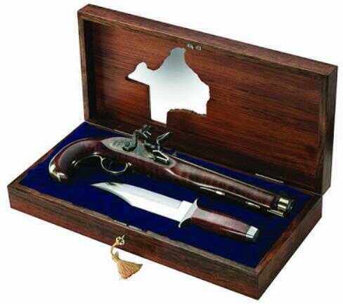 Pedersoli Set Texas Moll Flintlock Model .45 Caliber Pistol & Bowie Knife Muzzleloading Case