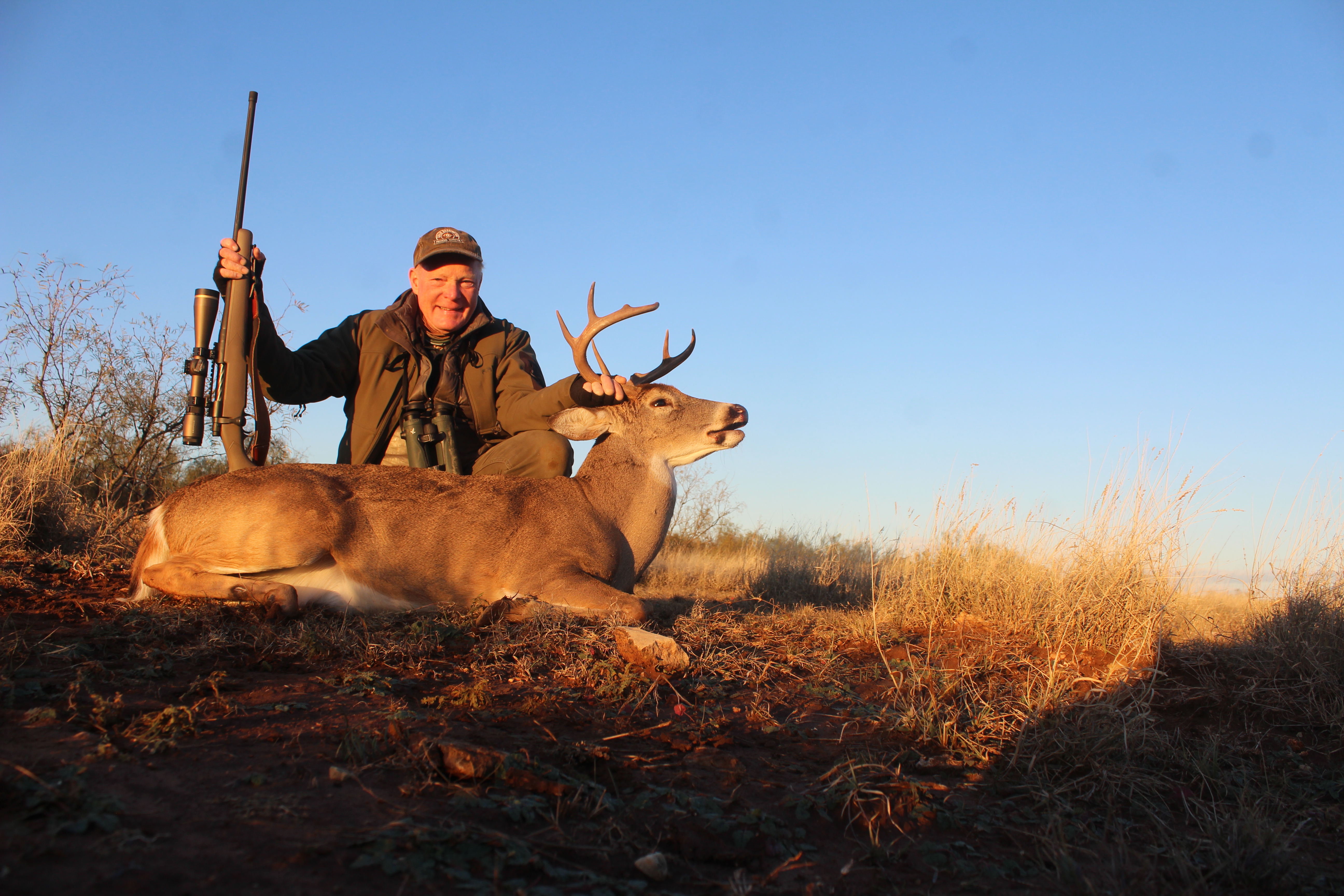 Taken on the Lowrance Ranch in north Texas in November ’22, this was Boddington’s first game with the then-new 7 PRC, using a Mossberg Patriot with 175-grain ELD-X. With a quartering-away shot at 200 yards, the buck was driven into the ground and never moved.