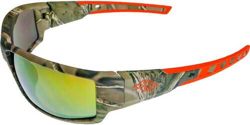 Click to see larger image. Crossfire Cipher Premium Shooting Glasses Camo/Gold Mirror