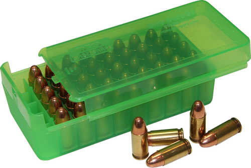 MTM Slide Side Handgun Ammo Box 45 ACP Clear/Green 50 rd.