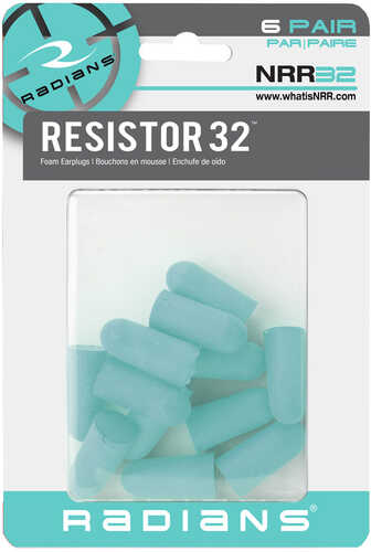 Radians Resistor32 Foam Earplugs Aqua 6 pr.