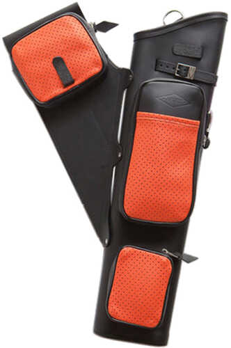 Neet NT-2300 Leather Target Quiver Black with Orange Pockets RH