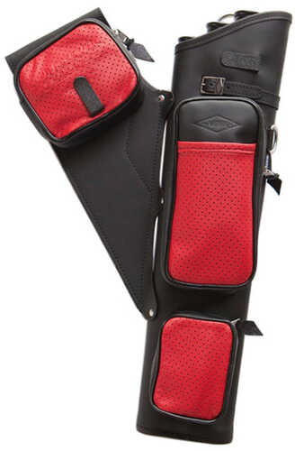 Neet NT-2300 Leather Target Quiver Black with Red Pockets