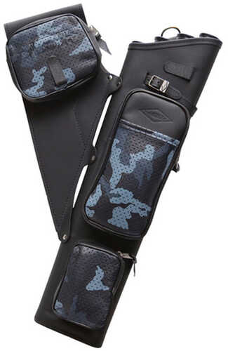 Neet NT-2300 Leather Target Quiver Black with Blue Camo Pockets RH Model: 1056