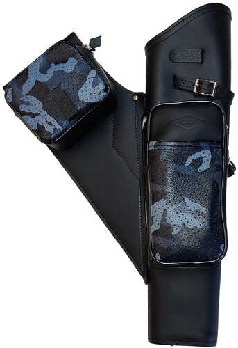 Neet NT-2100 Leather Target Quiver Black with Blue Camo Pockets RH