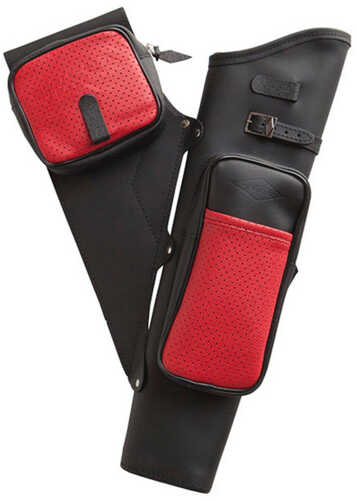 Neet NT-2100 Leather Target Quiver Black with Red Pockets RH