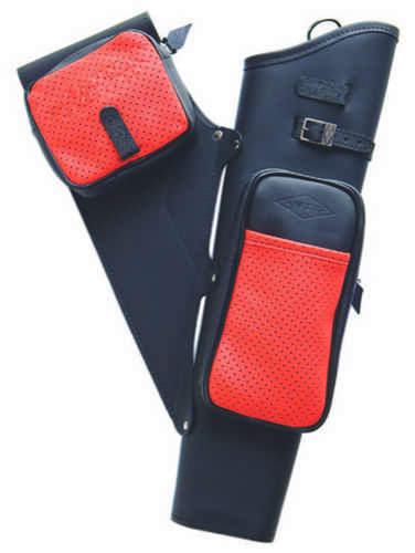 Neet NT-2100 Leather Target Quiver Black with Orange Pockets RH