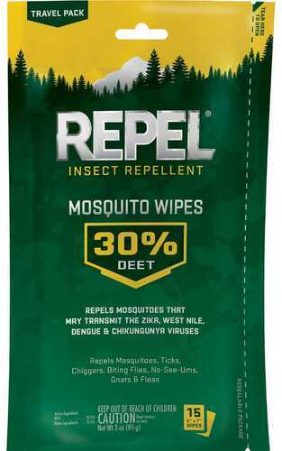 Repel Insect Repellent Mosquito Wipes 30% DEET 15 ct. Model: HG-94100