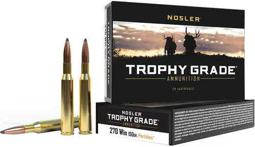 <span style="font-weight:bolder; ">Nosler</span> Trophy Grade Rifle Ammunition 270 Win. 150 gr. PT SP 20 rd. Model: 61235