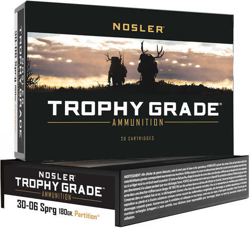 <span style="font-weight:bolder; ">Nosler</span> Trophy Grade Rifle Ammunition 30-06 SPRG 180 gr. PT SP 20 rd. Model: 46142