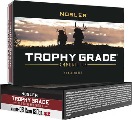 <span style="font-weight:bolder; ">Nosler</span> Trophy Grade Long Range Rifle Ammunition 7mm-08 Rem. 150 gr. ABLR SP 20 rd. Model: 61020