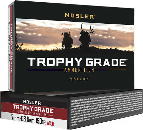 Nosler Trophy Grade Long Range Rifle Ammunition 7mm-08 Rem. 150 gr. ABLR SP 20 rd. Model: 61020