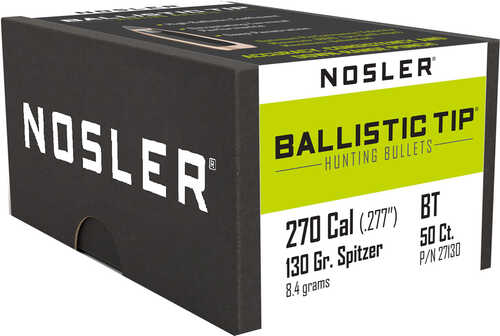Nosler Ballistic Tip Hunting Bullets .270 Cal. 130 Gr. Spitzer Point 50 Pk. Model: 27130