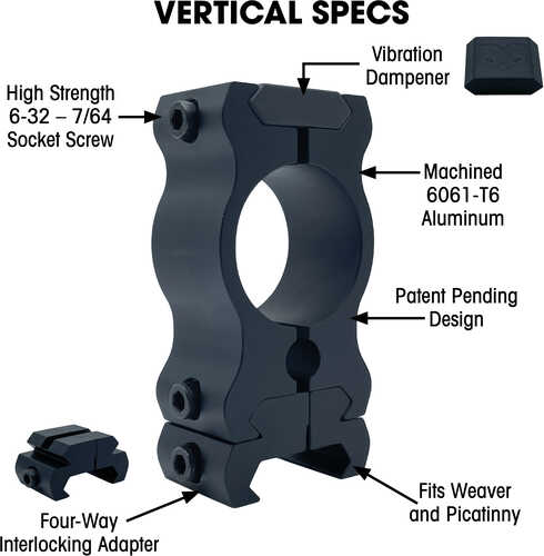 Versaring Universal Scope Rings Black 1 In. Vertical Model: V1