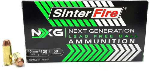 Sinterfire NXG Lead Free Ball Pistol Ammo 10mm 125 gr. Lead-Free Ball 50 rd. Model: SF10125NXG