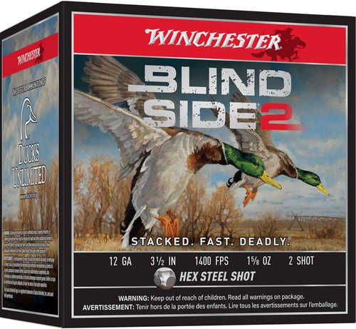 Winchester Ammo Xbs12l2 Blind Side 2 12 Gauge 3.50" 1 5/8 Oz 2 Shot 25 Bx/ 10 Cs