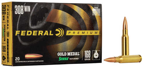 Click to see larger image. Federal GM308OTM1 308 Cal 168 Gr Open Tip Match (OTM) 20 Bx/10 Cs