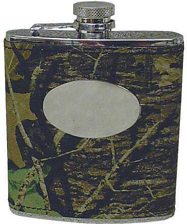 WEBERS CAMO LEATHER GOODS Flask SS/Leather 6oz New BrkUp 200951