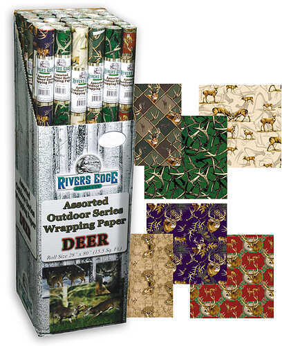 Rivers Edge Products Wrapping Paper Display Deer 36pc. Asst. 82