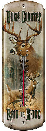 Rivers Edge Products Buck Country Thermometer Tin Indoor/Outdoor 17x5 1358