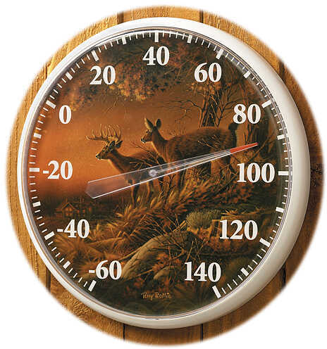 WILD WINGS Outdoor Thermometer - Sunset Harvest Whitetail Deer 12''dia. 5209765002