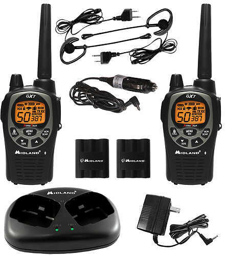 Midland Radios LXT1000 GMRS 2 Way w/Ear/Mic & Charger 50 Chl 30 Mile Watt pr. 36550